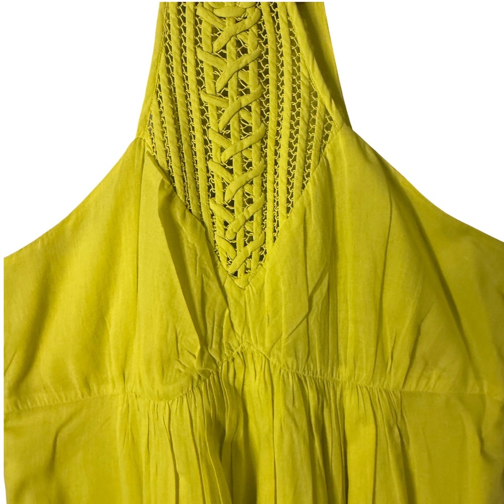 Susana Monaco Yellow Halter Crochet Maxi Dress‎ Size 6 Cotton - Picture 2 of 7